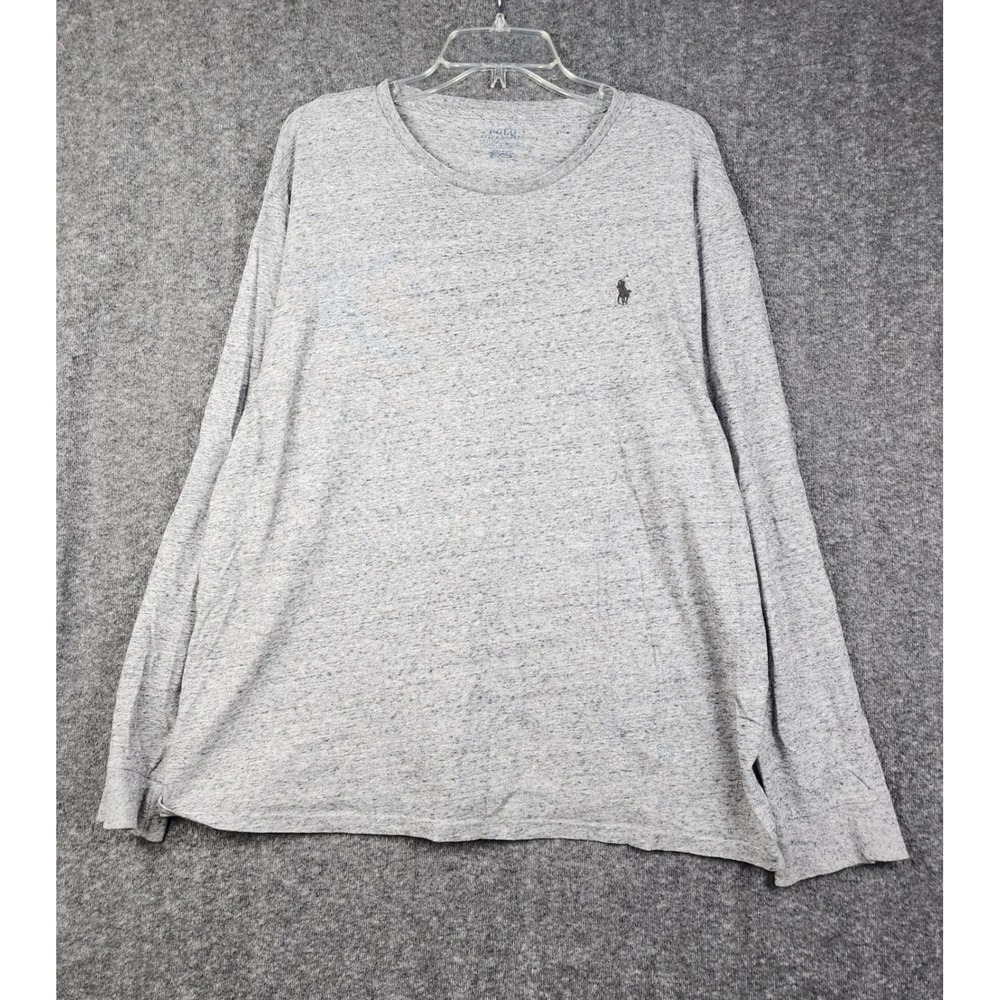 Polo Ralph Lauren Long Sleeve‎ T-Shirt Mens XL Gray Heathered Embroidered Logo